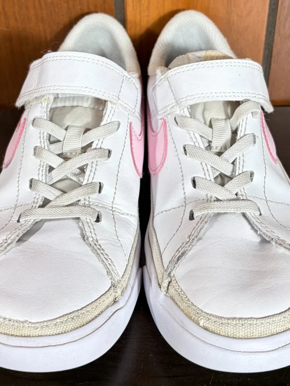 Nike Court Legacy PS White Pink Foam Kids Sneakers Sz 2.5Y Lace & Velcro Strap